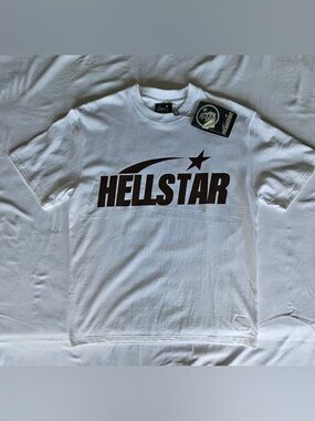 HELLSTAR Men's White Short Sleeve Logo T‑Shirt